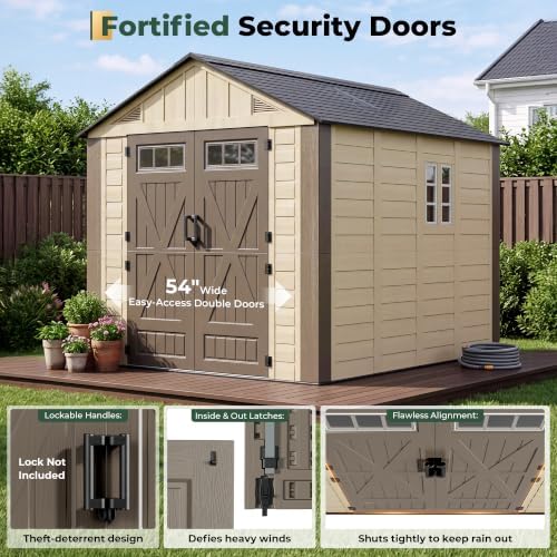Resin Shed 8x10 FT Outdoor Storage Shed with Floor Included