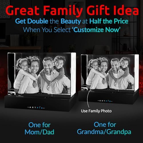 ArtPix 3D Premium Crystal Photo, Personalized Gifts for Father, Dad, Men, Husband, Grandpa, Great Customized Gift With Your Own Photo for Mom, Wife, Women, Custom Glass 3D Laser Etched Picture Frame