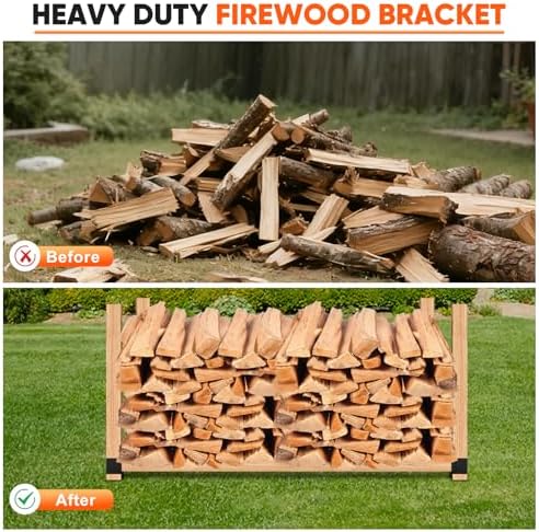8 Pcs Firewood Log Storage Rack Bracket, Indoor Outdoor, Adjustable