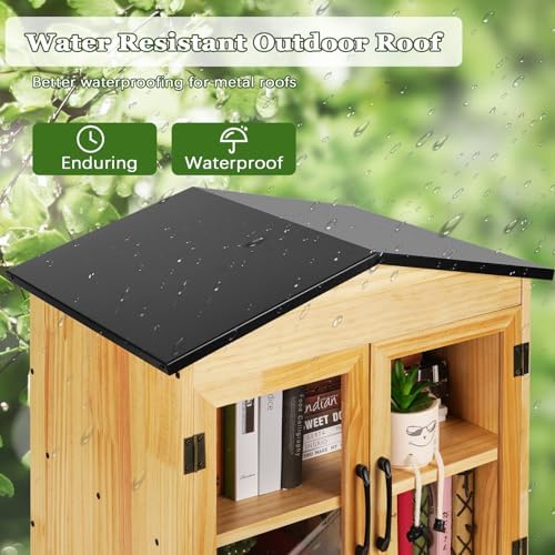 2-Tier Outdoor Library Outdoor Book Box Storage, 20x14x21 Inch