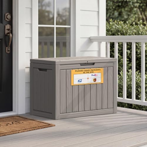 Package Delivery Box for Outside with Sign 50 Gallon (Gray)