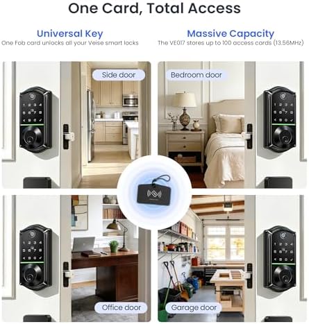 Veise VE017-D Fingerprint Smart Front Door Lock Set, Matte Black