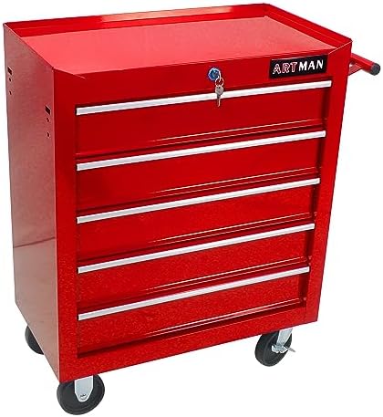 5 Drawers Rolling Tool Chest on Wheels, Multifunctional Tool Cart Tool Storage, Drawers Rolling Tool Trolley Organizer Tool Case for Garage,Warehouse,Workshop,Repair Shop (5 Drawers-Red)