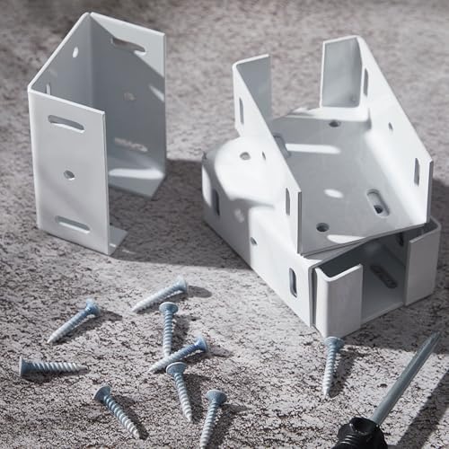 Hicarer 16 Pcs Aluminum Vinyl Fence Brackets with Screws