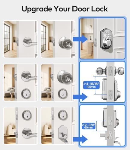 TEEHO TE012W WiFi Fingerprint Smart Door Lock for Front Door, Satin Nickle