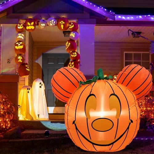 Mouse Theme Inflatable Pumpkin Cute Halloween Blow Up Yard Decorations for Party Garden Lawn Decor