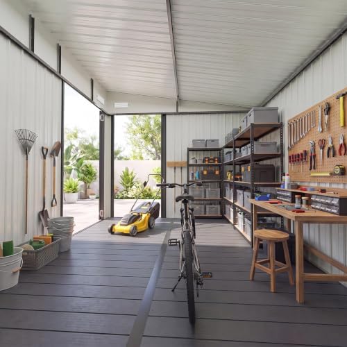 8'x10' Lean to Shed Metal Storage Shed with Floor,Triple Door
