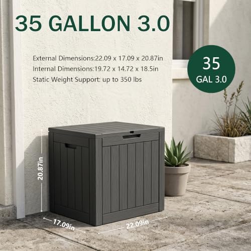 Outdoor Storage Box, 35 Gallon Waterproof Deck Box [Upgraded 3.0]