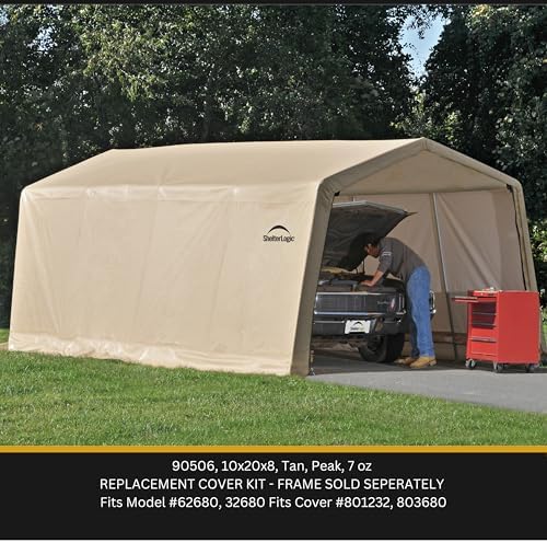 Replacement Cover Kit AutoShelter 10 x 20 ft. for Model 62680, 32680, Tan, 7.5oz, Cover Only, Frame Not Included