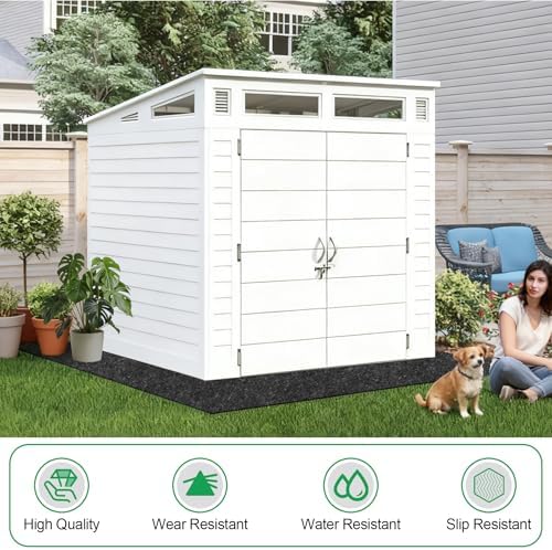 ToLanbbt Outdoor Storage Shed Floor Mat, 6.6 x 6.6 FT Waterproof Carport Mat, Washable Furniture Pad with Non Slip Backing for Dust, Oil, Protection, Storage Shed Not Included