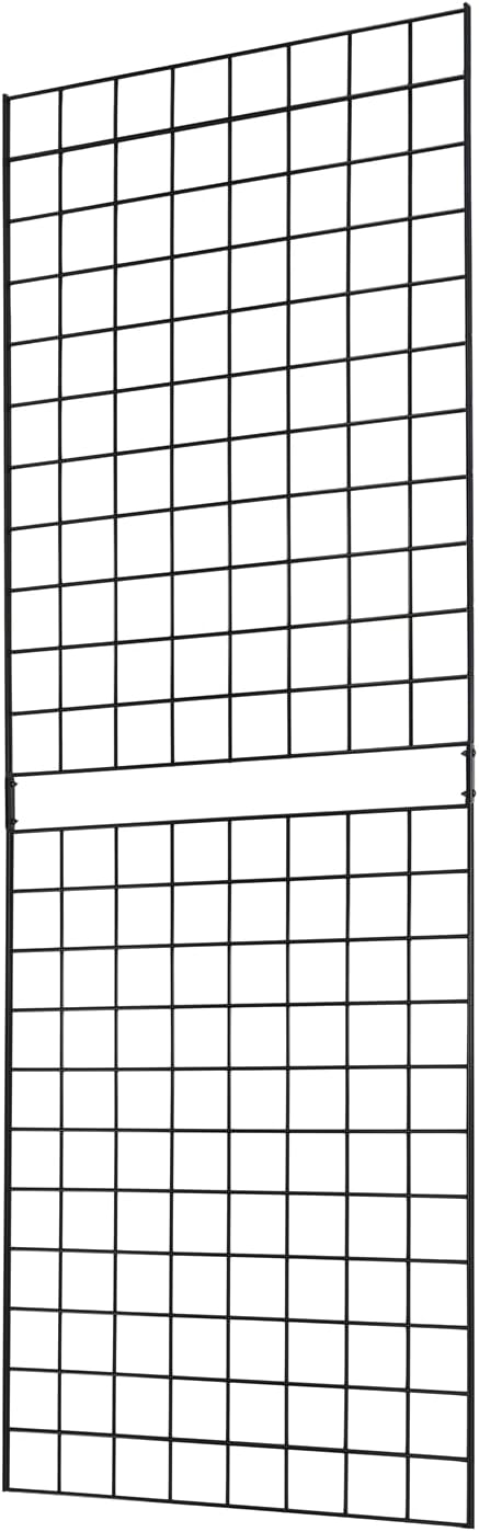 Gridwall Panel, 2'x6', Heavy Duty, Black, Commercial Grade, Wall Display, 1 Pack, Metal, Powder Coated, Freestanding, Retail, Trade Shows, Organize Garages, Closets, Grid Panel