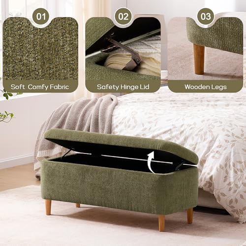 39.4" Ottoman with Storage Upholstered Storage Bench for Living Room