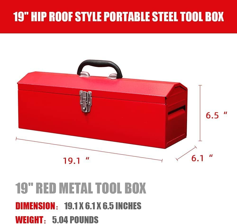 portable metal tool box, steel tool storage box shown in use