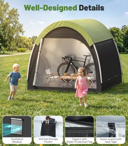 Housolution Anti-Theft Bike Storage Tent with Rain Cover for 4-5 Bikes