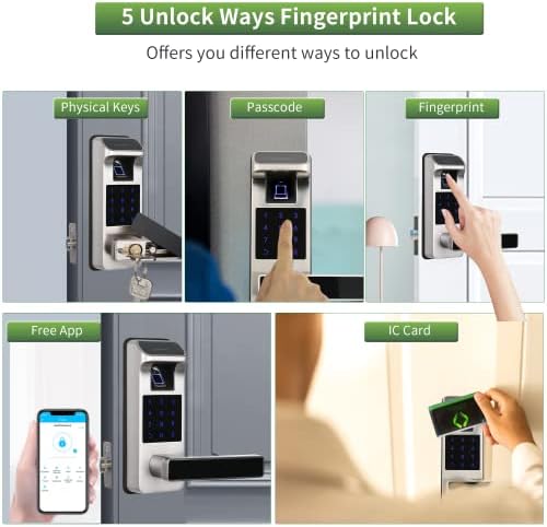 Smart Door Lock, Heavy Duty 5 in 1 Keyless Entry Door Lock, Full App