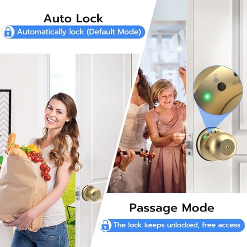 Fingerprint Door Knob, App Keyless Privacy Lock for Bedroom Pantry,