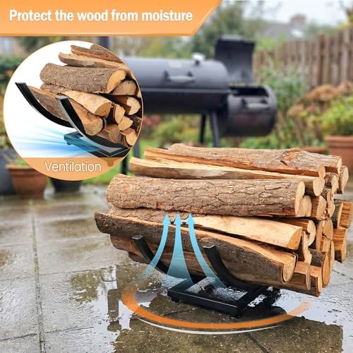 Heavy Duty Firewood Rack Outdoor: 22 Inch Logs Holder for Indoor Fireplace Metal Wood Storage Stacker Organizer, Rust-resistant Fire wood Rack for Backyard Patio Fire Pit