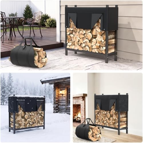 TORACK Heavy Duty 48 in/4 ft Firewood Rack with 600D Cover and Carry Bag