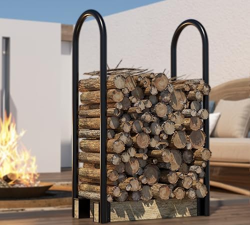 Fire Beauty Adjustable Firewood Rack, Indoor Outdoor Log Holder Storage