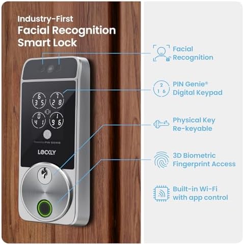 Lockly Visage Zeno Series Smart Lock with Facial Recognition, Fingerprint