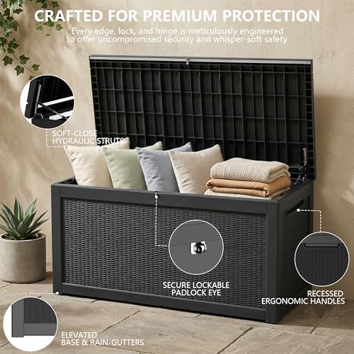Outdoor Storage Box,320 Gallon Waterproof Deck Box [Upgraded 3.0]