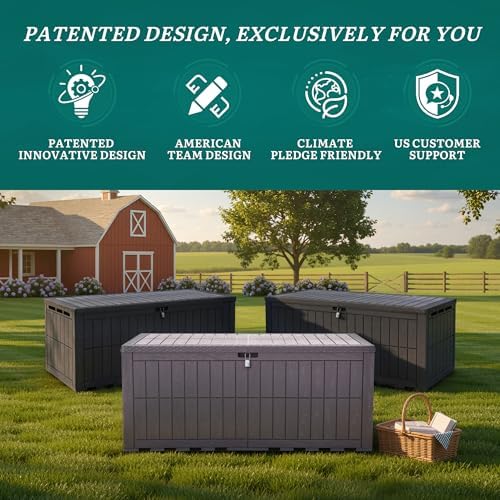 YITAHOME 240 Gallon Large Outdoor Storage Box XXL Resin Deck Box with Lock