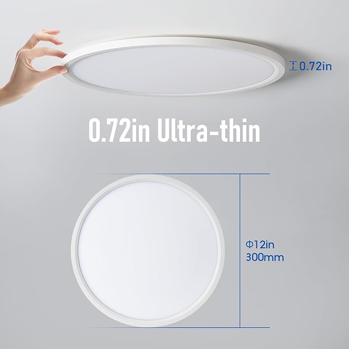 YELIOLED 6 Pack 12 Inch Slim Dimmable LED Flush Mount Ceiling Light Fixtures