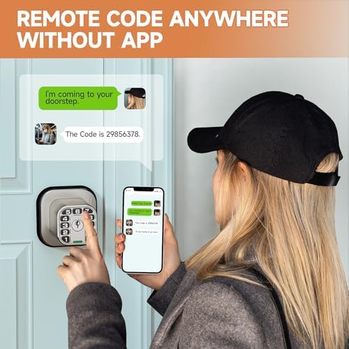 Richelock Square Door Knob with Keypad, Keylees Entry Door Lock with Cylinder, Auto Lock, Waterproof & Weatherproof Code Doorknob for Outdoor & Indoor, Bedroom, Entry Door,Office -Satin Nickel