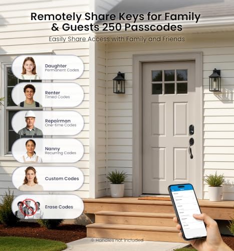Veise RZ07 Fingerprint Smart Door Lock Deadbolt, App Control, Matte Black