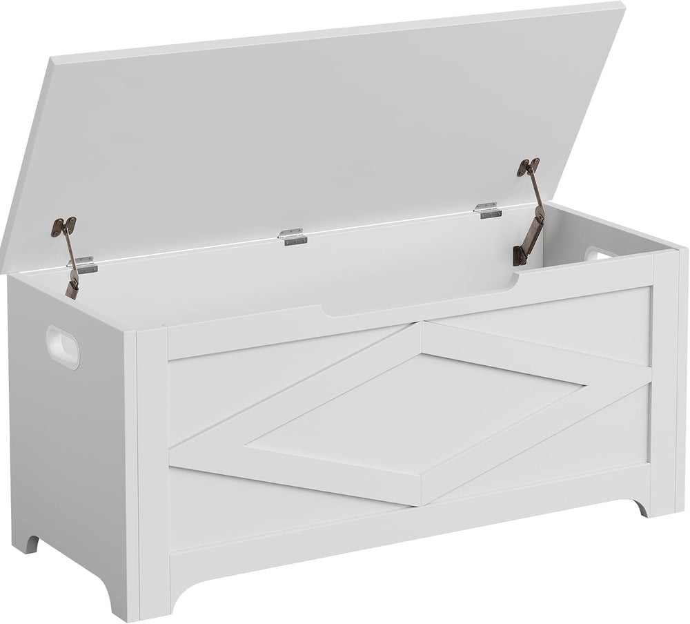 GarveeHome 39.4 in Storage Chest, Wooden Storage Bench with Safety Hinges, Ea...