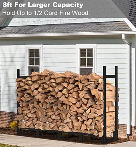 8ft Firewood Rack Outdoor Adjustable Heavy Duty Wood Rack Storage