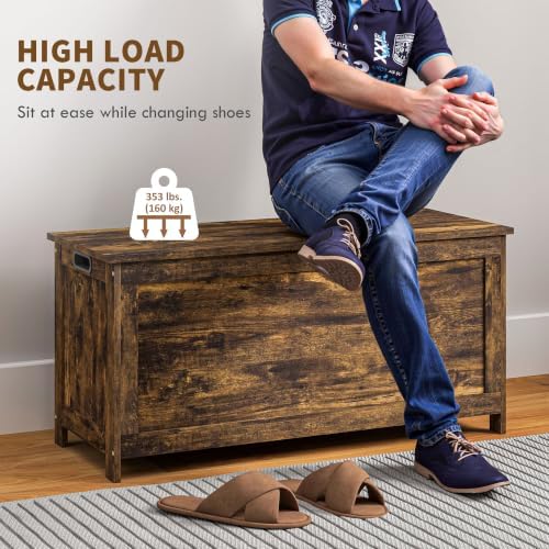 HOMCOM Storage Bench Cut-Out Handles 39.4" x 15.7" x 18.9" Rustic Brown