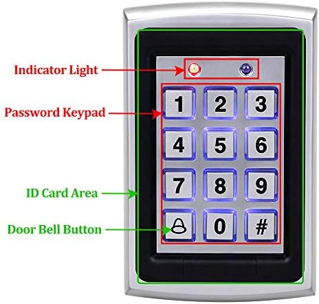10 RFID Keychains + Waterproof Rain Cover + RFID Metal Keypad Supports 1000 Users Wiegand-26 Interface (Input/Output)