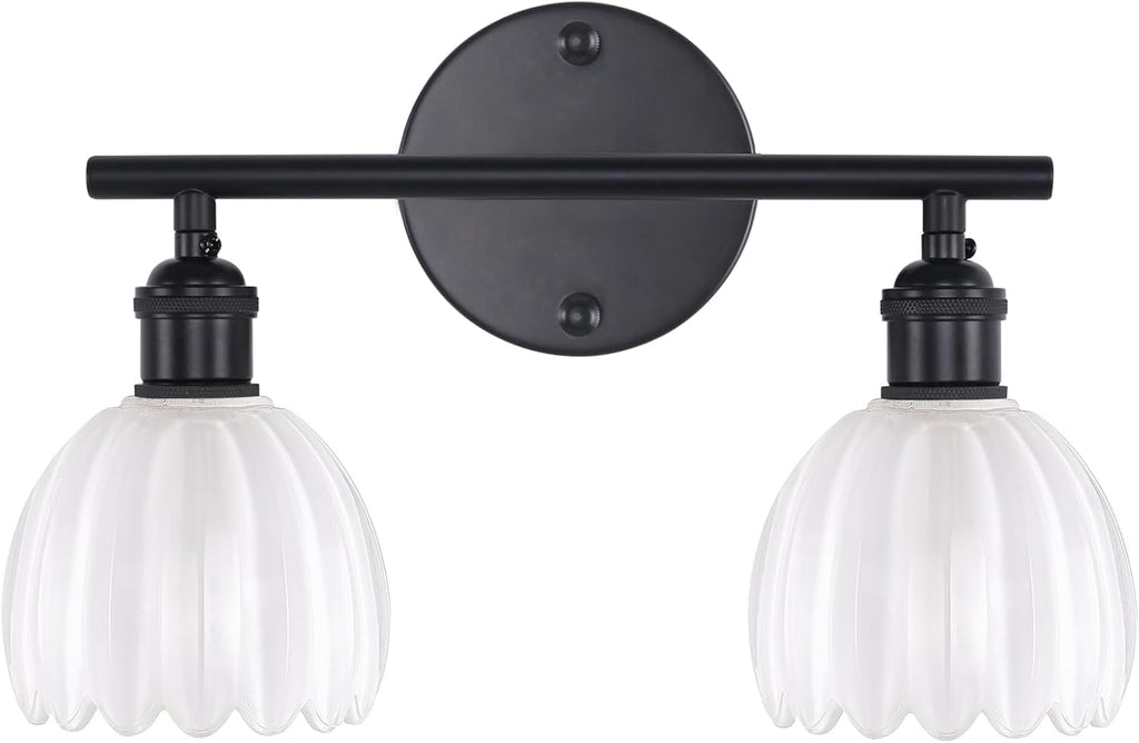 Shenmoyl Bathroom Light Fixtures, 2-Light Black Vanity Wall Light Over Mirror