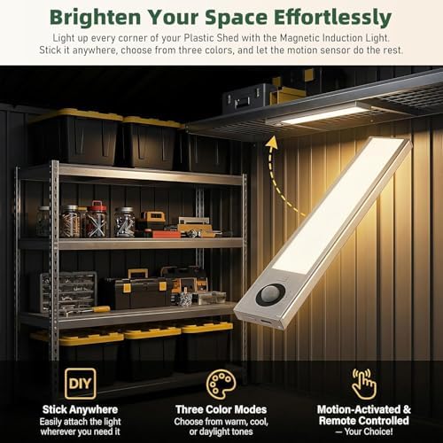 Aoxun 8'x6' Metal Storage Shed with Floor & 2 Magnetic Sensor Lights Brown