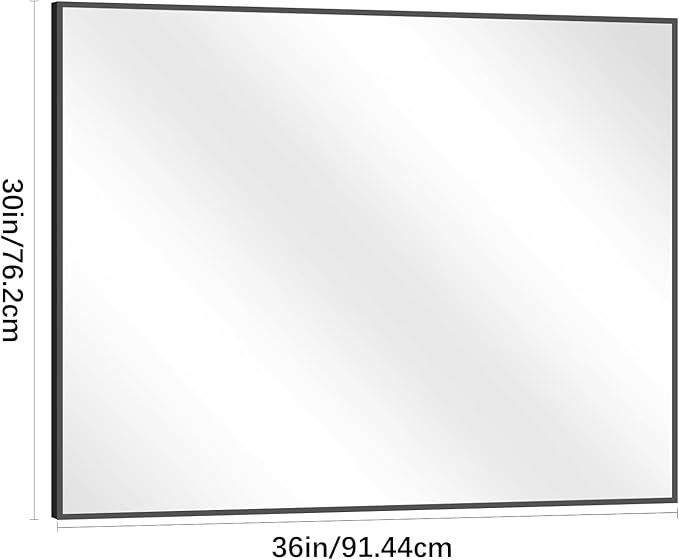 Black Bathroom Mirror for Wall, 30x36 Inch Rectangle Mirrors