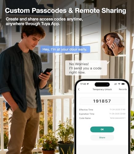 Fingerprint Door Lock, Smart Door Knob with Keypad Keyless Entry, 4-in-1