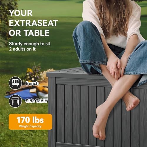 Outdoor Storage Box Waterproof, 180 Gallon Deck Box for Patio Storage