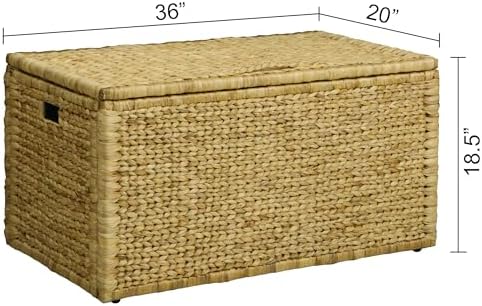 eHemco Water Hyacinth Blanket Storage Trunk, Natural, 36 x 20 x 18.5