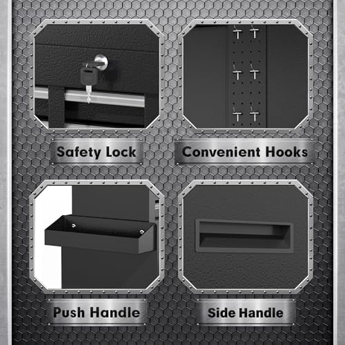 INTERGREAT Rolling Tool Chest, 5-Drawer Tool Box Organizer w/Lockable Wheels & Sliding Drawers & Detachable Top, Tool Storage Cabinet for Garage Workshop, Black