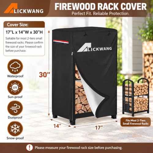 Outdoor Waterproof 17 Inch Small Firewood Rack Cover with Zipper