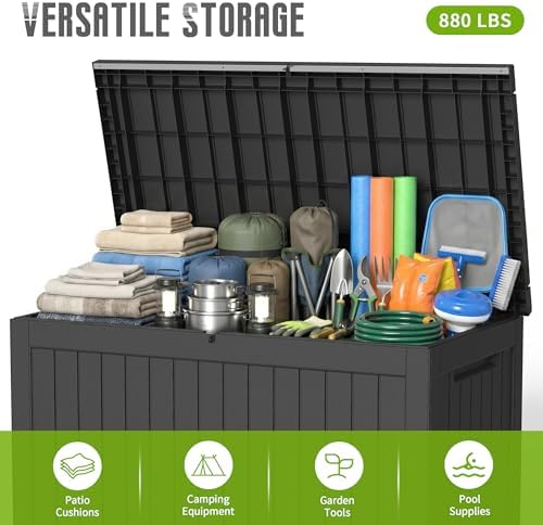 DRATO 310 Gallon Deck Boxes Outdoor Waterproof, Large Lockable Storage Box