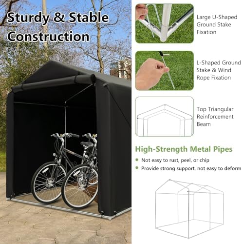 Goplus Portable Storage Shed, 7 x 5.2 x 5.4 Ft Heavy Duty Motorcycle Shed