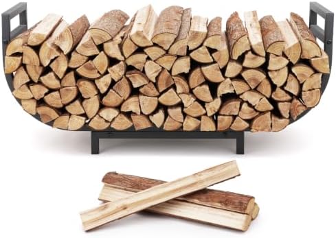 HIHADUUM 34in Firewood Rack Outdoor Indoor with Log Carrier Bag - Heavy Duty Firewood Holder Storage with 400lbs Load Capacity Durable Log Holder Keep Firewood Organized Space Saving