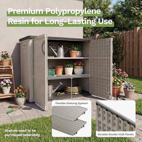 Patiowell 26 cu.ft Resin Outdoor Storage Cabinet, Beige
