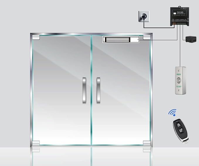 Door Access Control System Outswinging 600lbs Magnetic Lock Kit Build-in Alarm