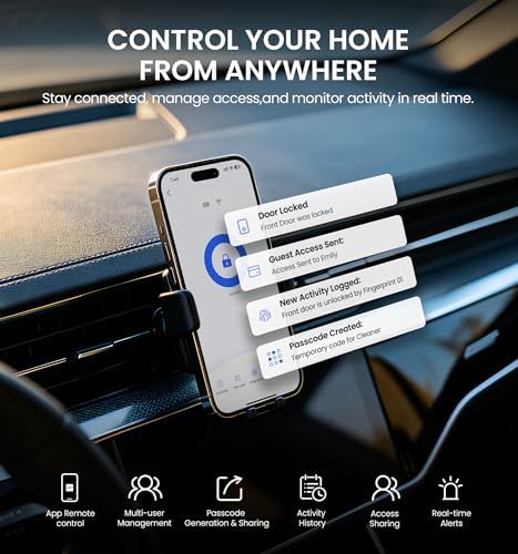 Veise VE012W-H Wi-Fi Smart Front Door Lock Set with Handle, Satin Nickel