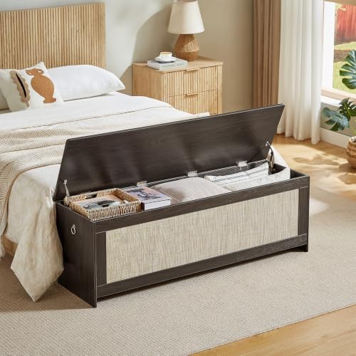 55.1"Storage Chest extra large,Rattan storage bench(Obsidian Black)
