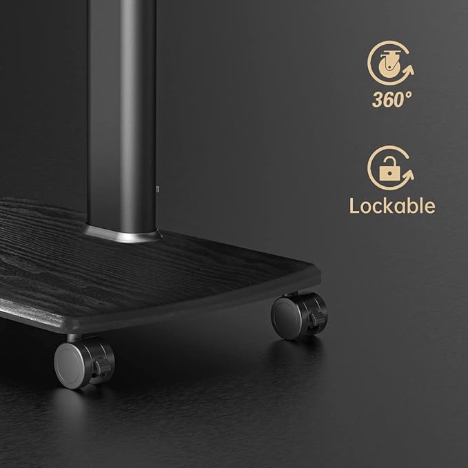 FITUEYES Swivel Rolling TV Stand, Height Adjustable Mobile TV Cart