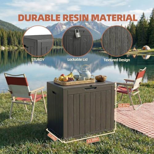 EFU Outdoor Storage Box 45 Gallon Deck Box, Waterproof Resin